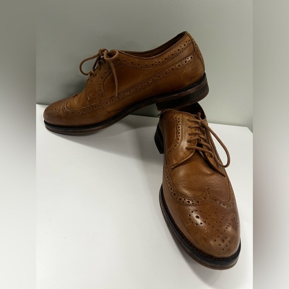 POLO RALPH LAUREN MENS MOSELY LEATHER WINGTIP,  TAN, SIZE 10.5D - Picture 4 of 11